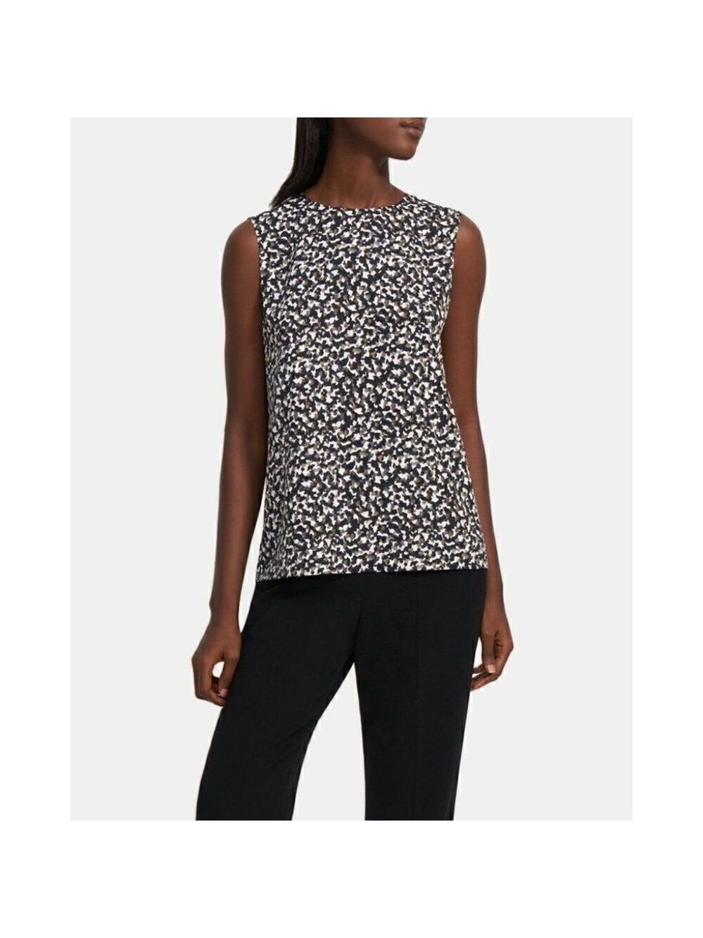 New Theory | Straight Shell Top in Painted Dot Satin